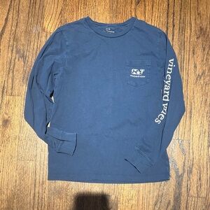Vineyard Vines Navy Long Sleeve Pocket Shirt with Sleeve Logo
